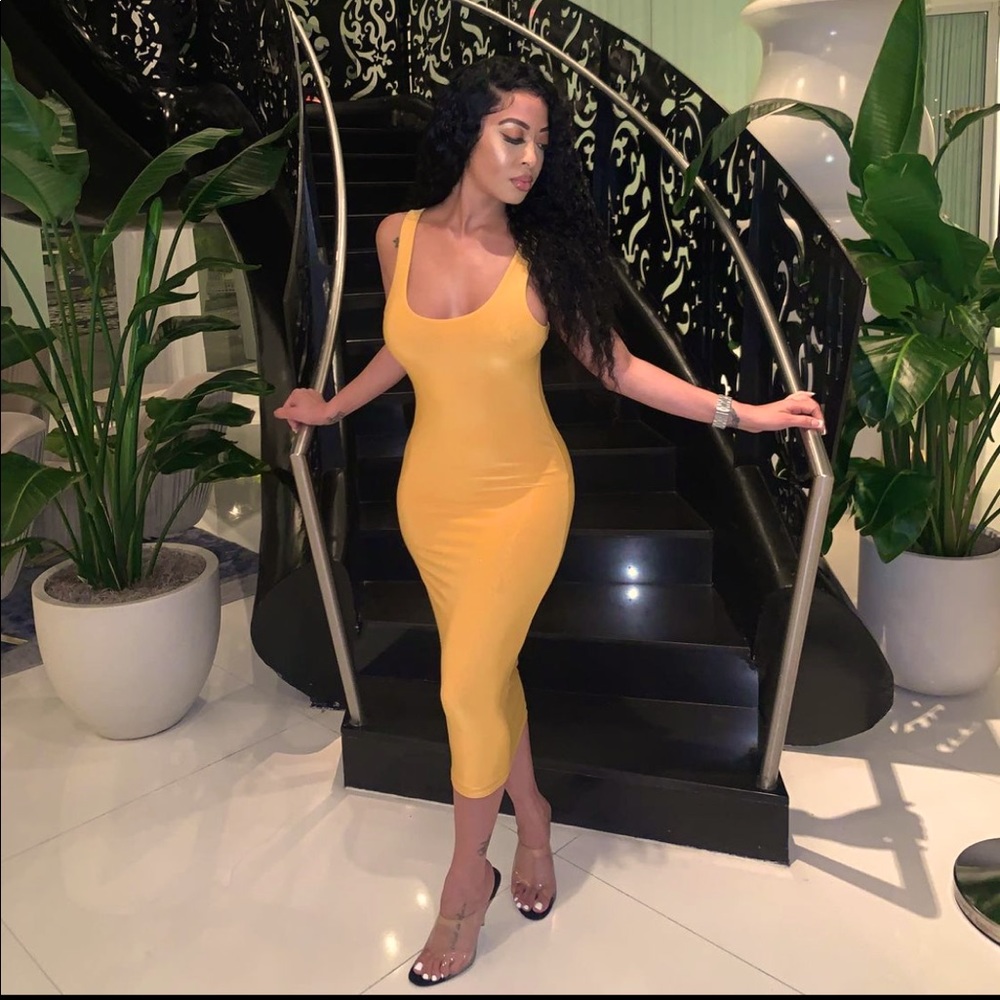 Stretchy Mustard Dress